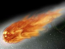 A meteoroid, glowing hot upon entering the atmosphere
